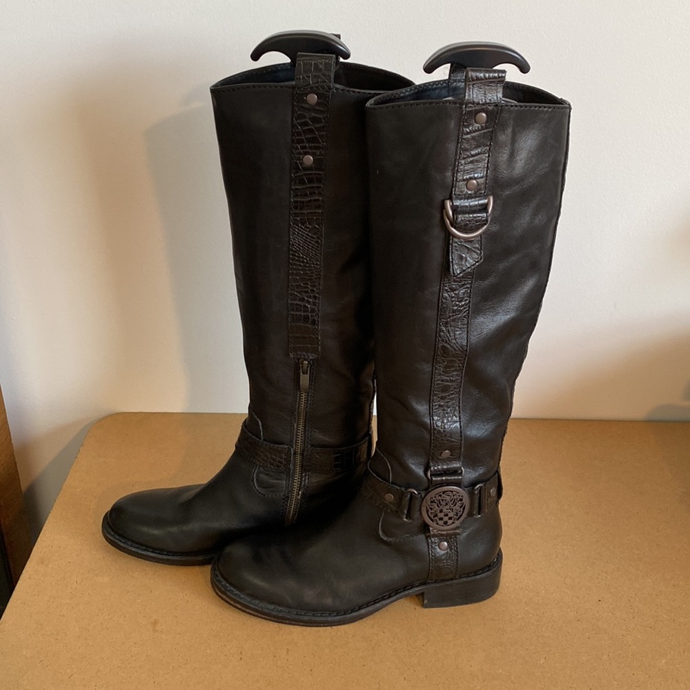 Vince Camuto Fantastic Tall Black Leather Riding Boots. Size 6.5/EU36.5 - Picture 3 of 10